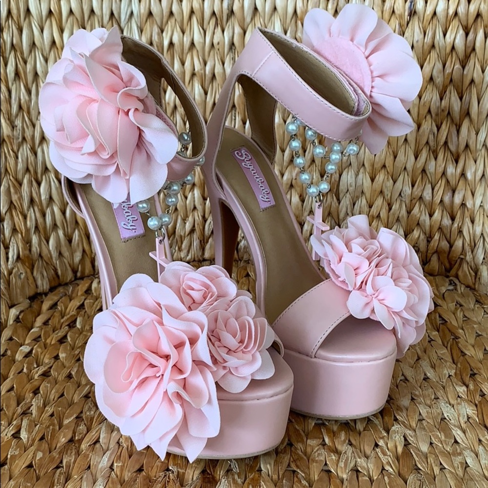 New SugarBaby x Dolls Kill Pink Floral Platforms